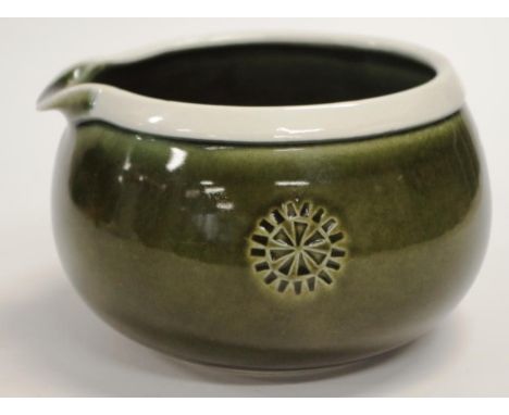 Mid Century Swedish ceramic bowl with pouring spout, by Gustavsberg, Vardag pattern, diameter 17cm approx.