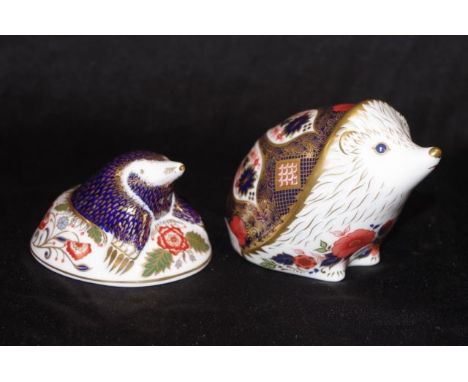 Two various Royal Crown Derby paperweights to include Old Imari Hedgehog and Mole both with gold button seals  to base, heigh