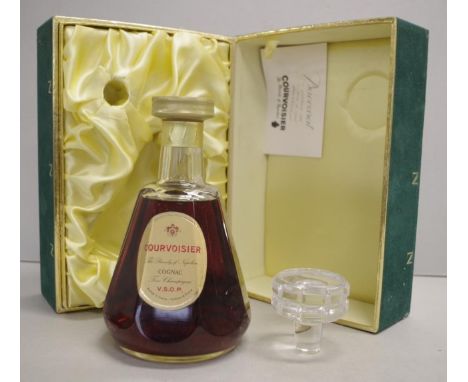 Baccarat crystal decanter &amp; stopper containing unopened Courvoisier VSOP Fine Champagne cognac 700ml
