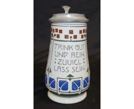 Vintage Marzi und Remi Germany ceramic beer stein marked 'Trink gut und Rein,' marked to base,  half litre capacity, (height 