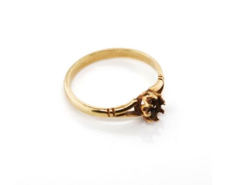 Rose gold ring shank and setting unmarked. Approx weight 1.8 grams, ring size P, tests as9ct