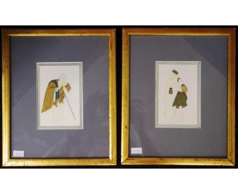 Two framed drawings of Chinese gentlemen on ivory 26cm x 21cm frame approx., this item cannot be exported,