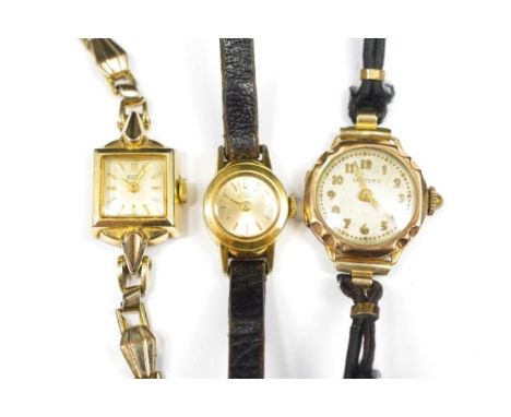 Three ladies cocktail watches for restoration include a Girard Perregaux (working when tested) A/F to case, a Tissot not work