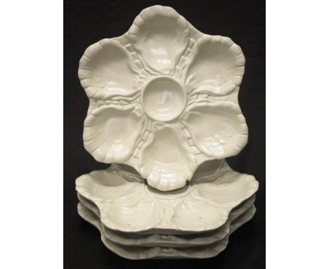 Set four Italian ceramic oyster plates (diameter 26cm approx, each).