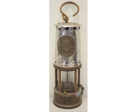 Vintage miner's oil lamp 29cm high approx
