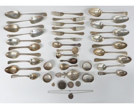 Georgian and later hallmarked silver cutlery comprising five bottom hallmarked table spoons, one being Britannia standard, se