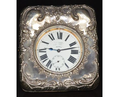 J C Vickery Goliath type keyless winding open faced pocket watch with inset subsidiary seconds dial, black Roman numerals, bl
