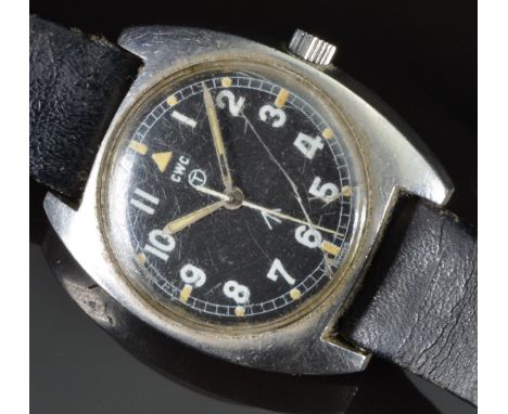 Cabot Watch Company (CWC) W10 gentleman's military wristwatch with luminous hands and hour markers, Arabic numerals, railroad