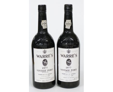 Two bottles of Warre's 1977 Vintage Port, 75cl