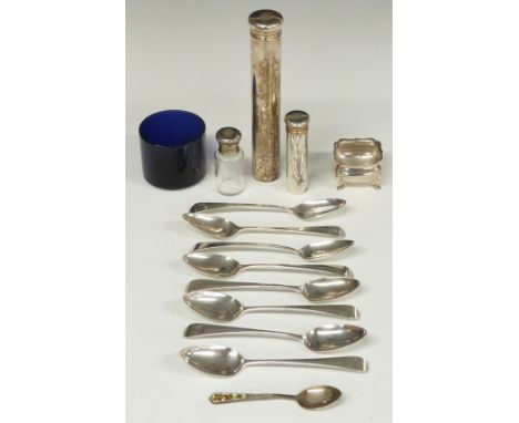Georgian set of eight hallmarked silver teaspoons, London 1796, maker&nbsp;Samuel Godbehere &amp; Edward Wigan, length 13.5cm