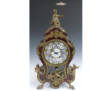 Louis XV style Boulle work ormolu mounted quarter striking bracket clock c1880, with twenty four piece cartouche dial signed 