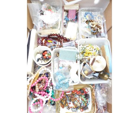 A collection of costume jewellery including vintage beads, necklace, etc