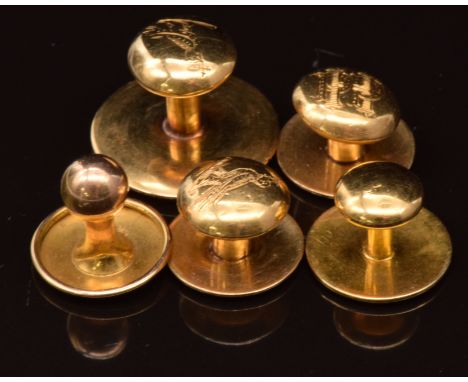 Four 18ct gold studs in Hunt &amp; Roskell, late Storr &amp; Mortimer box and another 18ct gold stud, 7.3g&nbsp;