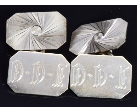 A pair of 9ct gold cufflinks with cut out and engine turned decoration, 6g&nbsp;