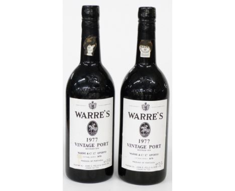 Two bottles of Warre's 1977 Vintage Port, 75cl