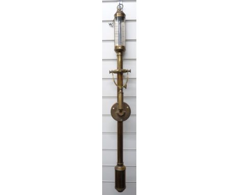 Brass stick barometer, a replica of a Portuguese ship's barometer, manufactured by J Van Driel, with certificate No.GI 948