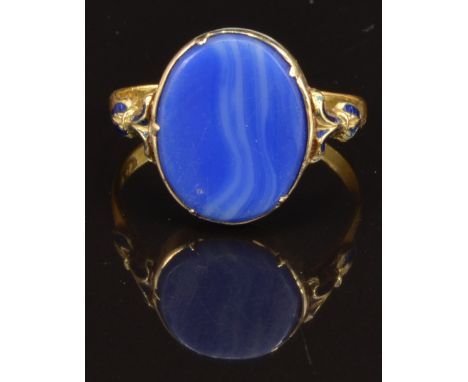 A 22ct gold ring set with faux agate, London 1862, size M