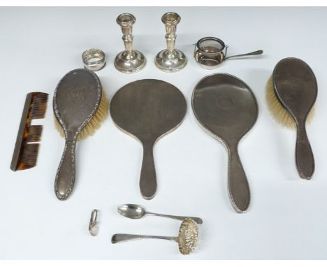 Georgian hallmarked silver sifter spoon, London 1826, bottom hallmarked silver teaspoon, hallmarked silver napkin ring and a 