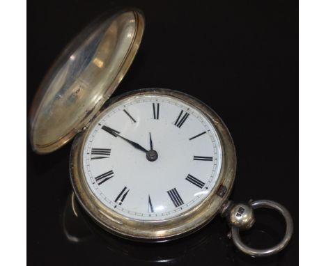 Beha, Licker &amp; Co of Norwich hallmarked silver full hunter pocket watch with blued hands, black Roman numerals, white ena