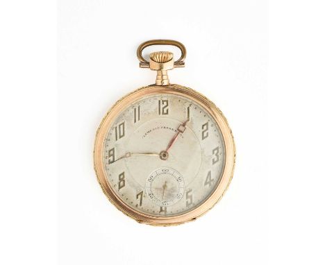 CLEMENCE FRERES ET CIE: A SWISS GOLD POCKET WATCH, CIRCA 1930 keyless wind frosted gilt movement, frosted silvered dial with 