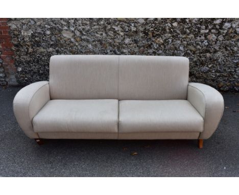 A modern cream upholstered two seater sofa, 205cm wide.&nbsp;This lot can only be collected on Saturday 10th October. (10-2pm