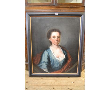 William Jones,&nbsp;bust length portrait of a lady, inscribed and dated 1741 verso, oil on canvas, 74 x 61.5cm. 