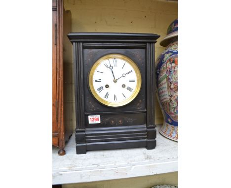 A slate mantel clock,&nbsp;31cm high.&nbsp; 