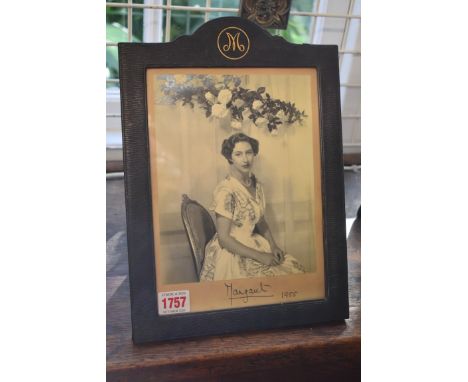 Princess Margaret:&nbsp;a black and white portrait photograph, 20.5 x 16.3cm, signed and dated 1955 to mount (heightened by a