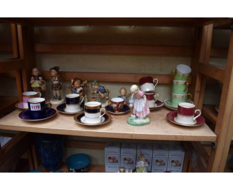 Five Hummel figures, (s.d. to three); together with a Royal Doulton figure of 'Mary Mary', HN2044; and a collection of coffee