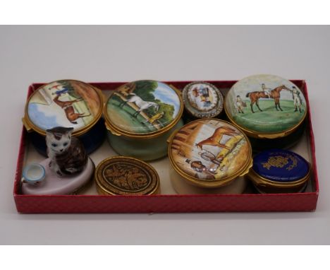 A collection of Crummles and Kingsley enamel boxes;&nbsp;together with other similar. (8) 