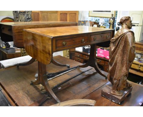 An early 19th century mahogany sofa table,&nbsp;96cm wide.&nbsp; 