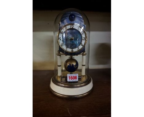 A vintage Kaiser 'Universe' 400 day anniversary clock, with glass dome, 25.5cm high. 