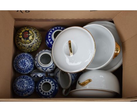 A quantity of Chinese ginger jars and covers; together with a Royal Worcester tureen and cover.This lot can only be collected
