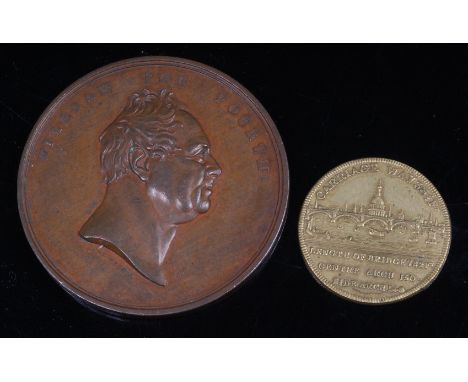 A William IV Opening of London Bridge bronze commemorative medal, by B. Wayon, together with an 1831 London Bridge commemorat