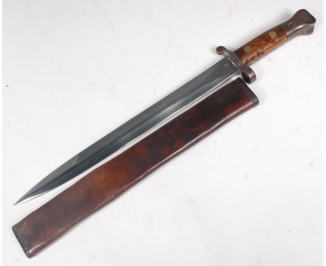 A British 1888 Mk I bayonet, the 30cm blade stamped with a crowned VR cypher 12 '00 and EFD for Enfield to the opposing side 