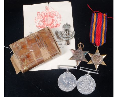 A WW II medal group to include 1939-45 Star, Burma Star, Defence and War with original box and paperwork, together with a Dur