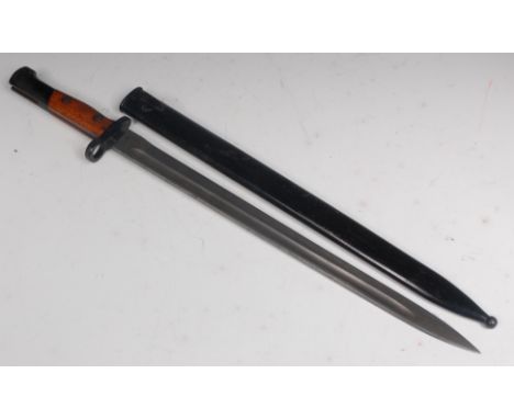 A Czechoslovakian model 33/40 Mauser bayonet, having a 38cm single edged fullered blade and two piece grip, in a steel scabba