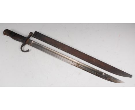 A Japanese 1897 pattern Ariska bayonet, the 40cm single edged fullered blade with triple circle ring to the ricasso, having a