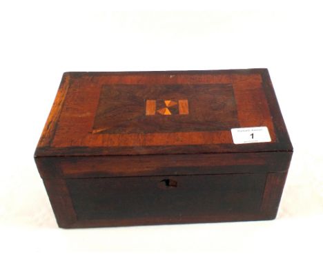 A 19th Century inlaid Mahogany two compartment tea caddy (lid detached)