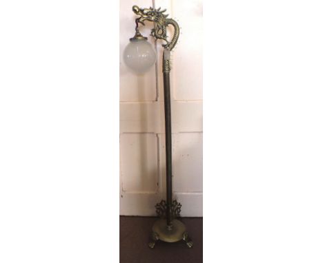 A Brass dragon standard lamp