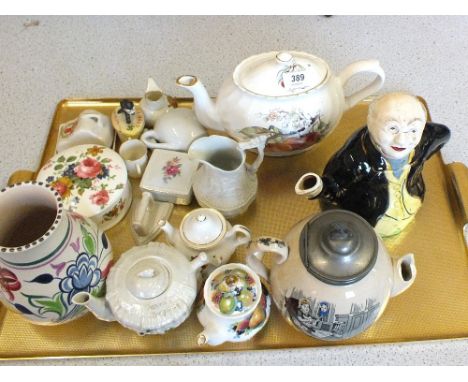 A Poole floral vase, Mr Pickwick teapot plus other china