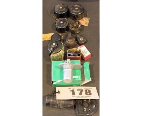 A collection of Lucas vehicle switches and junction boxes