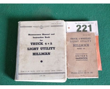 Two manuals on the Hillman Light Utility both WWII dated