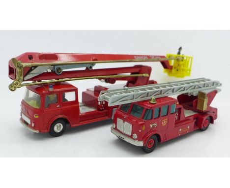A Corgi Major Toys Simon Snorkel Fire Engine and a Matchbox Series King Size No.15 Merryweather Fire Engine by Lesney