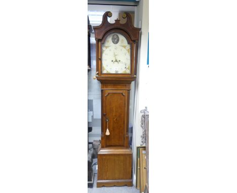 19TH Century Longcase Clock. Painted deail with roman numerals and portrait of Nelson to upper pediment. Height:COLLECTION OR