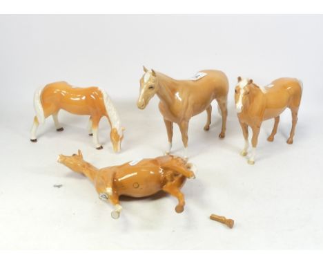 Three Beswick Horses, Palomino Arab Bahram Stallion x2 (One leg a/f), Bois Russel and one Sylvac Horse (4)