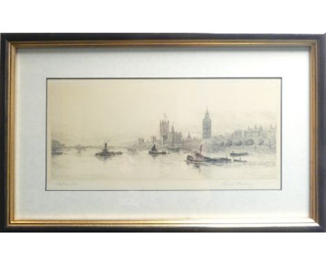 Frank HARDING (British, 1935-1990) Westminster Palace. Etching on paper. Signed lower right. Size incl. frame, Height: 32cm W