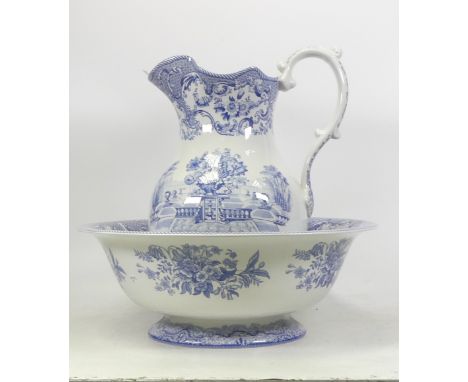 Spode, The Antique Vase Ewer and Basin. Limited edition numbered Ewer 574 and Jug 507. With certificates. Height of jug: 30cm