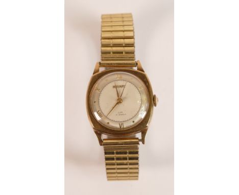 9ct gold fully hallmarked (inside of case) Rotary U.M. 17 jewel mid size gents / ladies vintage wrist watch, case diameter 28