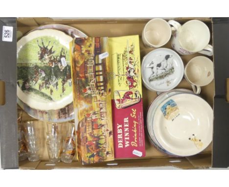 Selection of Ceramics to include Old Foley 'The Grand National' 1982 Plate, Coalport National Hunt 'Dawn Run', Staffordshire 